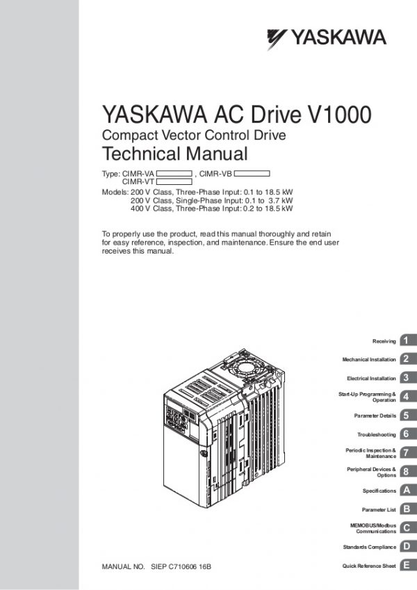 Yaskawa V 1000 Manual - Cung Cấp Thiết Bị Công Nghiệp điện Tự động Hóa